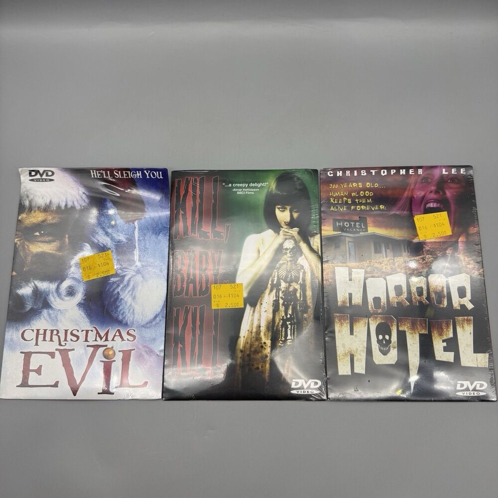 Lot Of 3 Horror DVDs Christmas Evil, Kill Baby Kill & Horror Hotel